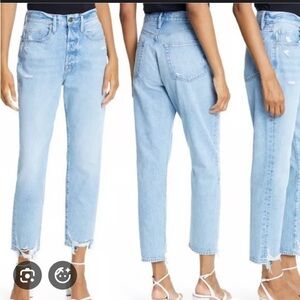 FRAME Le Original Ripped High Waist Crop Jeans (London)